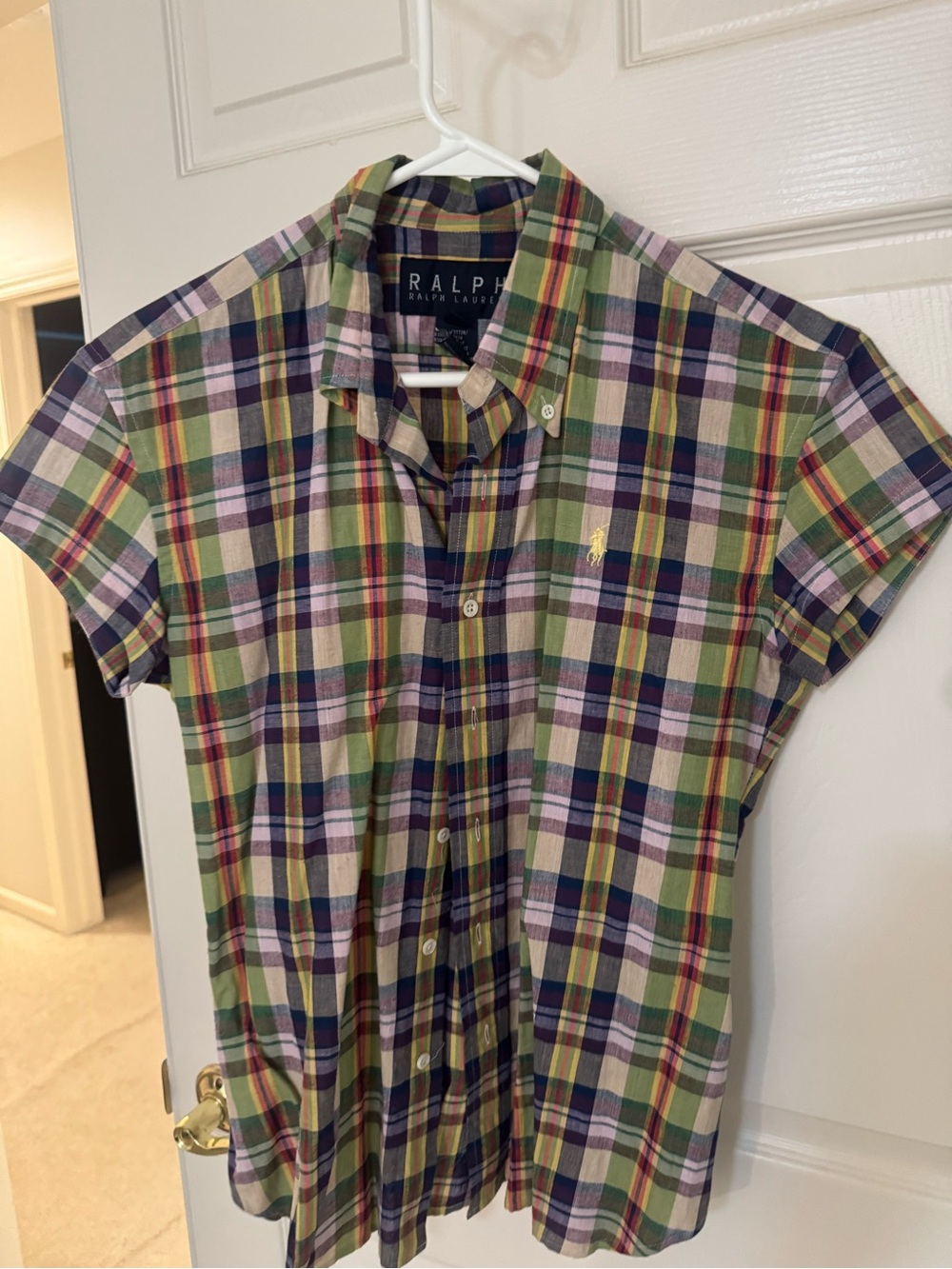 Ralph Lauren Green Plaid Short-Sleeve Button-Down Shirt